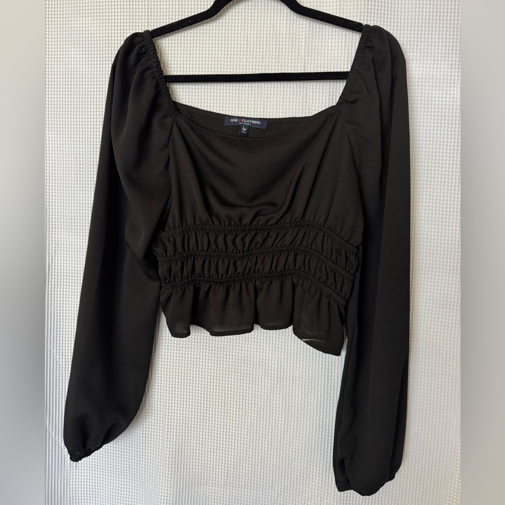 Black long sleeve crop(ish) top